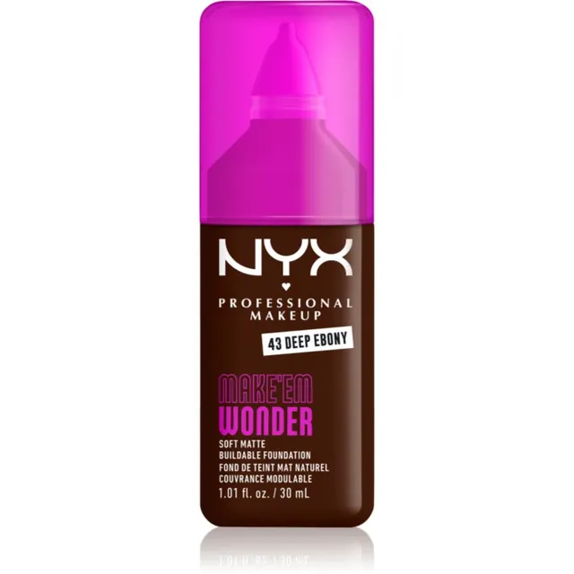 NYX Professional Makeup Make ‘Em Wonder Kerge matistav jumestuskreem varjund 43 Deep Ebony 30 ml