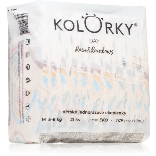 Kolorky Day Rain&Rainbow ühekordselt kasutatavad ökomähkmed suurus M 5-8 Kg 21 tk