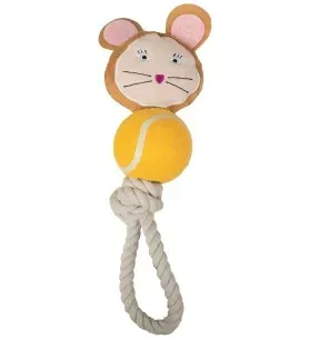 Koera mänguasi Hiir tennisepalli ja köiega, Play N Tug- Mouse (Pawise)