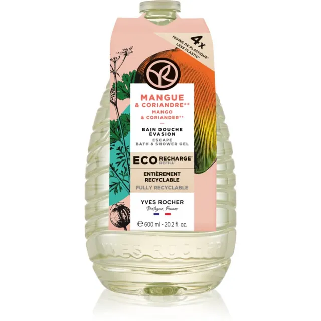 Yves Rocher Bain de Nature Dušigeel täitepakend Mango & Coriander 600 ml