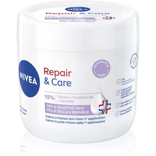 NIVEA Repair & Care Sensitive Toitev ja taastav kreem kuivale ja tundlikule nahale 400 ml