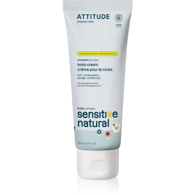 Attitude Sensitive Natural Baby Oatmeal Niisutav ja rahustav kreem tundlikule nahale lastele 200 ml