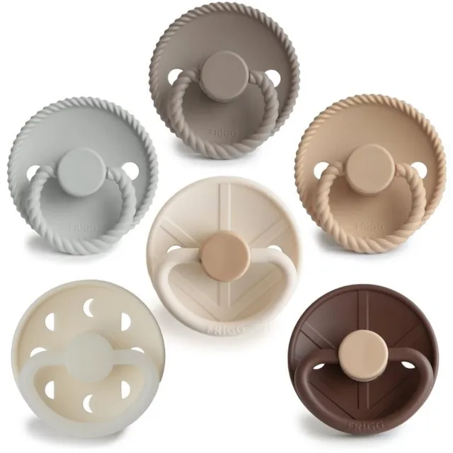 FRIGG 6-Pack Pacifiers Round Silicone Size 1 lutt Earthy Wonder 6 tk