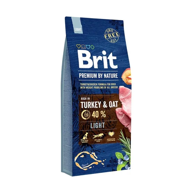 Brit Premium Light koera kuivtoit, kalkun/kaer, 15 kg