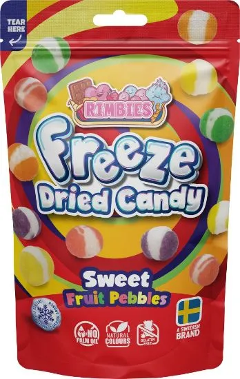 RIMBIES Külmkuivatatud kommid Crunchy Fruit Pebbles, 50g