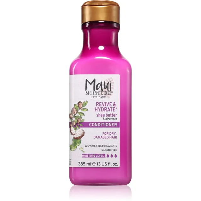 Maui Moisture Revive & Hydrate + Shea Butter & Aloe Vera Niisutav palsam kuivadeleja kahjustatud juustele 385 ml