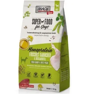 MAC's Mono VÄRSKE JÄNESELIHA JA BATAADIGA teraviljavaba kuivtoit koertele (Superfood for Dogs Fresh Rabbit & Sweet Potato)