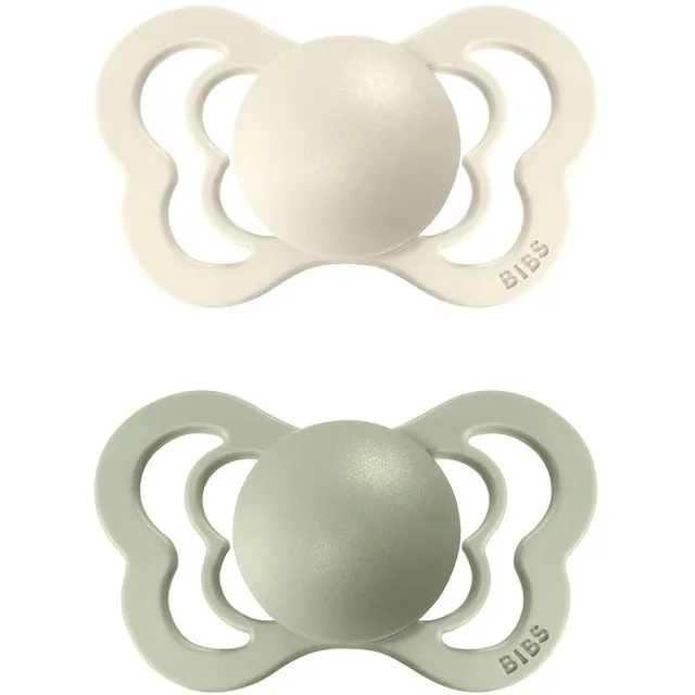 BIBS Couture Natural Rubber Size 1: 0+ months lutt Ivory / Sage 2 tk