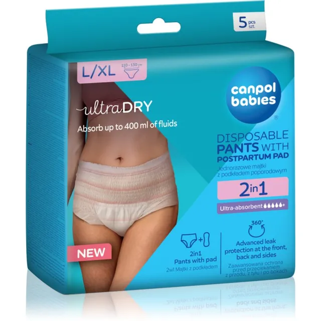 Canpol babies Pants With Postpartum Pad sünnitusjärgne aluspesu ühekordsed kaks-ühes L/XL 5 tk
