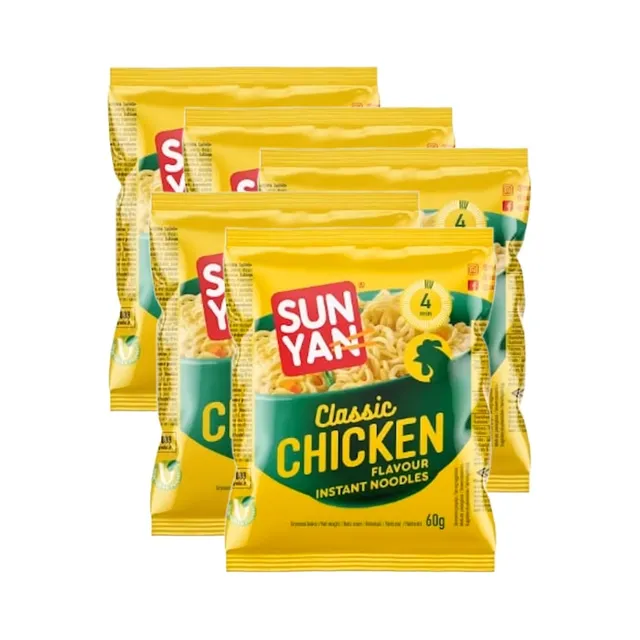 HULGI Kiirnuudlid kanamaitseline 5tk, SUN YAN, 5x60g