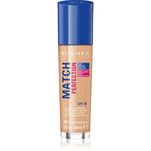 Rimmel Match Perfection Vedel jumestuskreem SPF 20 varjund 001 Fair Porcelain 30 ml