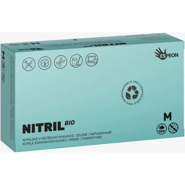 Espeon Nitril BIO Green puudrita nitriilkindad suurus M 2x50 tk