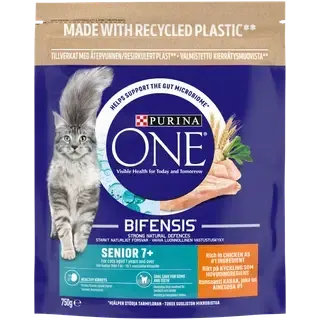 Purina One Senior kuiv kassitoit kanaliha ja täisteraviljadega 750g