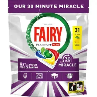 Nõudepesumasina kapslid Platinum+ Lemon Miracle, FAIRY, 31 tk