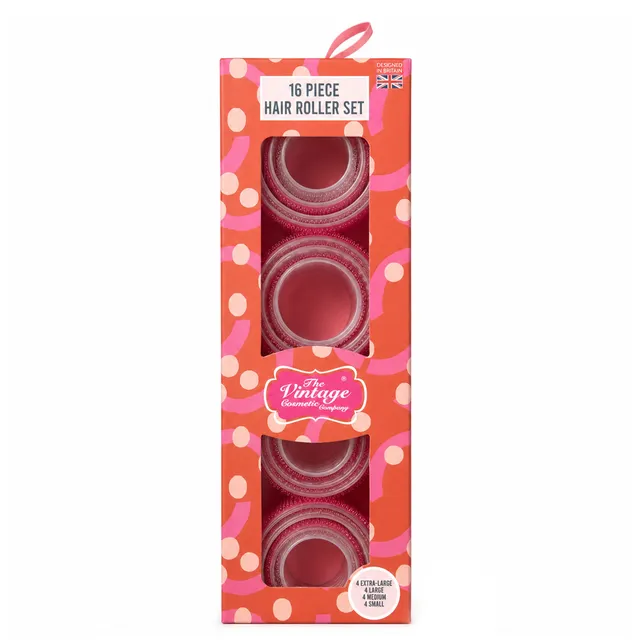 THE VINTAGE COSMETIC 16 Piece Hair Roller Pink & Fuchsia Set