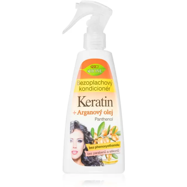 Bione Cosmetics Keratin + Argan Juustesse jäetav pihustatav palsam 260 ml