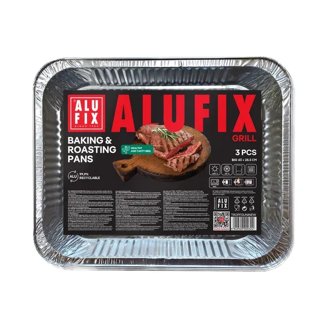 Küpsetusvorm alumiiniumfooliumist 43x28,5cm, ALUFIX, 3 tk