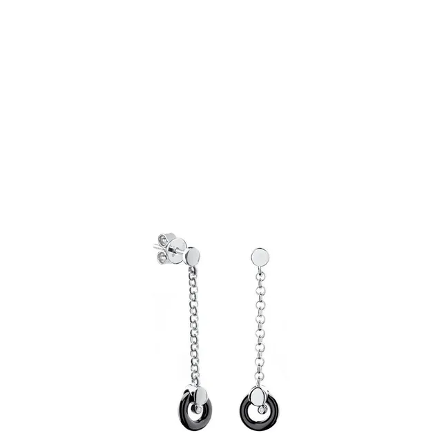 DONDELLA Ceramic Hanging Circle Black Earrings 2.67g