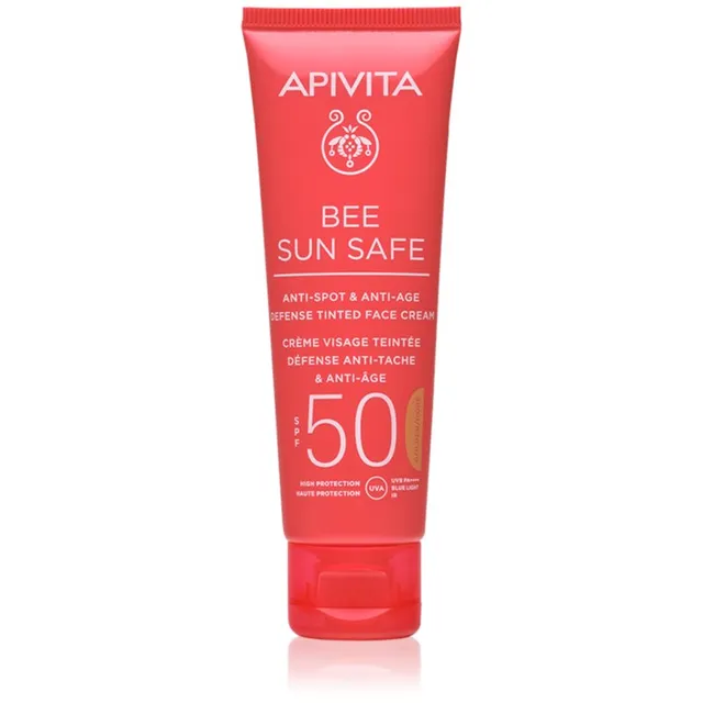 Apivita Bee Sun Safe Anti-Spot and Anti-Age Tinted Face Cream SPF50 Tooniv kaitsekreem näole SPF 50 varjund Golden 50 ml