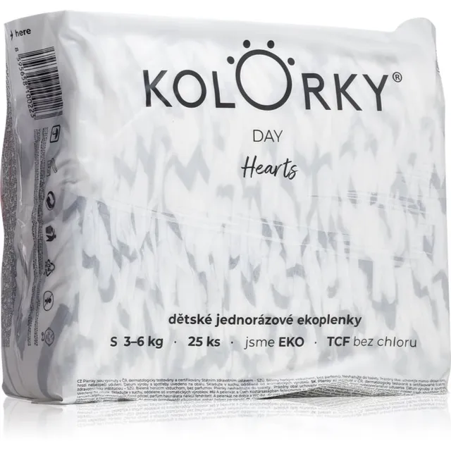 Kolorky Day Hearts ühekordselt kasutatavad ökomähkmed suurus S 3-6 Kg 25 tk
