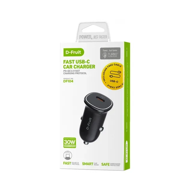 Autolaadija USB-C 30W, D-FRUIT, 1 tk