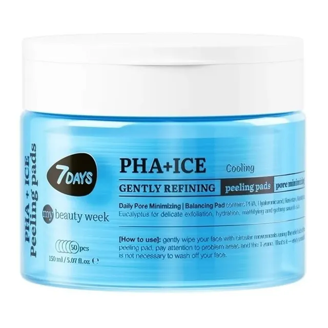 7DAYS My Beauty Week Gently Refining Cooling Peeling Pads For Face PHA+ICE (50pcs)