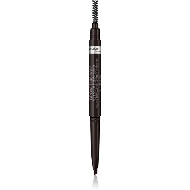 Rimmel Brow This Way Kulmupliiats kaks-ühes pintsliga varjund 004 Soft Black 0,25 g