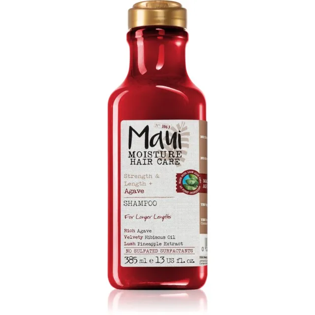 Maui Moisture Strength & Lenght + Agave Energiat andev šampoon keemiliselt töödeldud juustele 385 ml