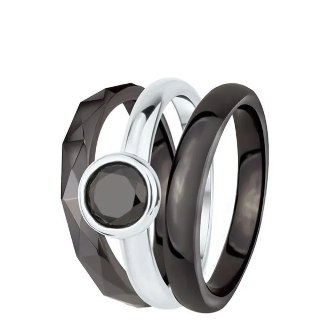 DONDELLA Ceramic Black Diamond Ring (8mm) 17.75