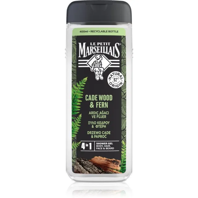 Le Petit Marseillais Cade Wood & Fern Dušigeel neli-ühes meestele 400 ml