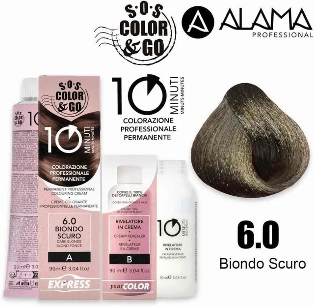 Alama SOS Color & Go Set Professional 10 Min Colouring Cream 6.0 Dark Blonde