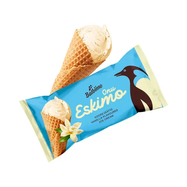 Vanillimaitseline koorejäätis vahvlikoonuses, ONU ESKIMO, 80 g