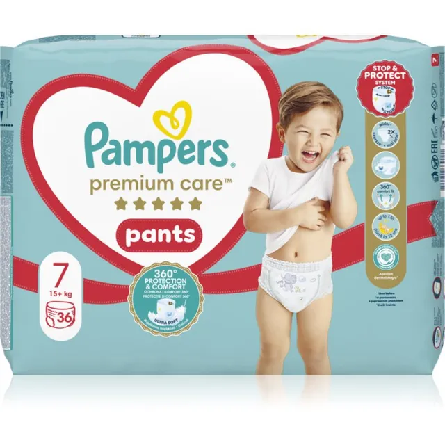 Pampers Premium Care Pants Size 7 ühekordselt kasutatavad püksmähkmed 15+ kg 36 tk