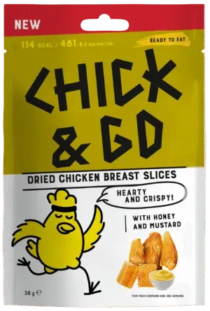 Chick&Go Kana Rinnafilee Viilud Kuivatatud Mee ja Sinepi 30g