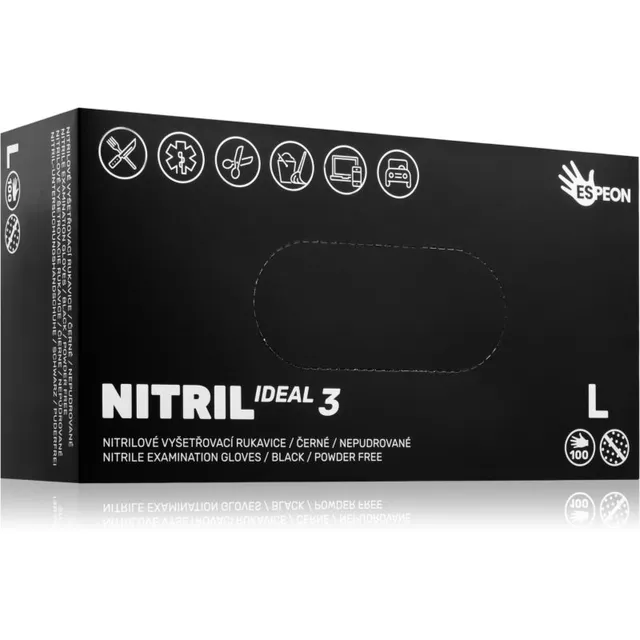 Espeon Nitril Ideal3 Black puudrita nitriilkindad suurus L 100 tk
