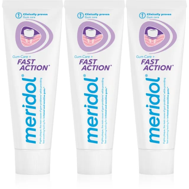 Meridol Fast Action Igemeid kaitsev hambapasta tundlikele hammastele 3x75 ml