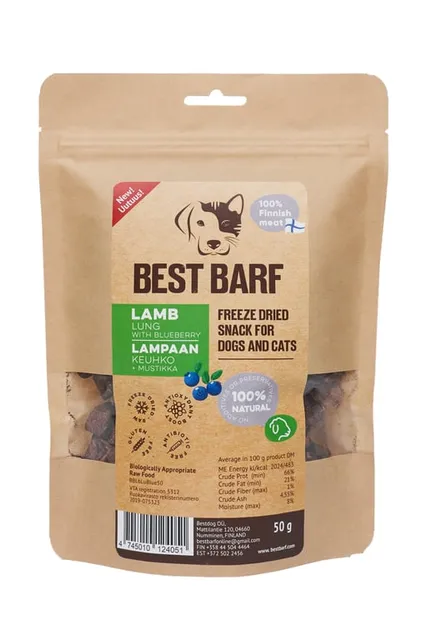 Best Barf külmkuivatatud maius, lamba kops mustikatega 50 g