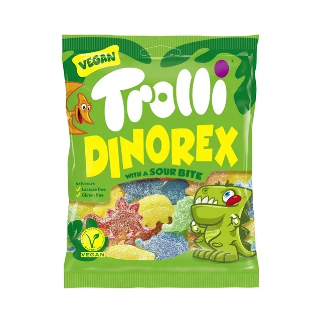 Kummikomm Dino Rex vegan, TROLLI, 100 g