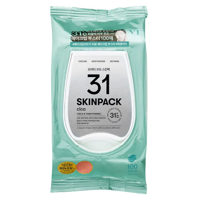 VT COSMETICS 31 Skinpack Cica Make-up Primer Sheet Mask 100pcs