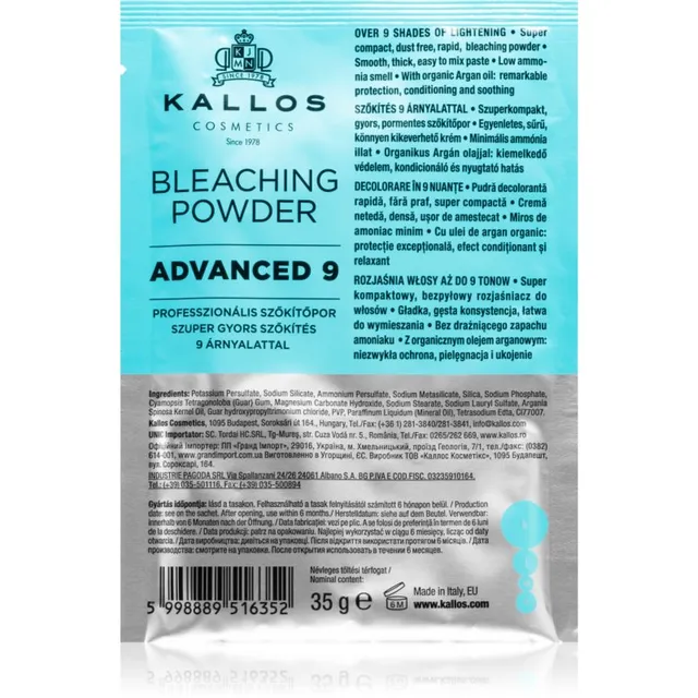 Kallos Bleaching Powder Advanced 9 Esiletõstev/ valgust neelav puuder 35 g
