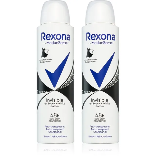 Rexona Invisible Black and White Pihustatav antiprespirant valgete ja kollaste plekkide hoolduseks