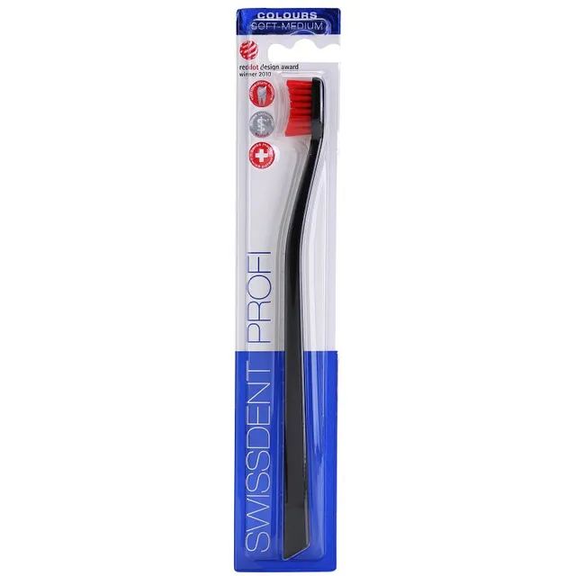 Swissdent Profi Colours Single Hambahari soft–medium Black & Red 1 tk