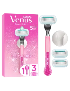 Gillette Venus Party Edition raseerija, 3 vahetustera, seinahoidik