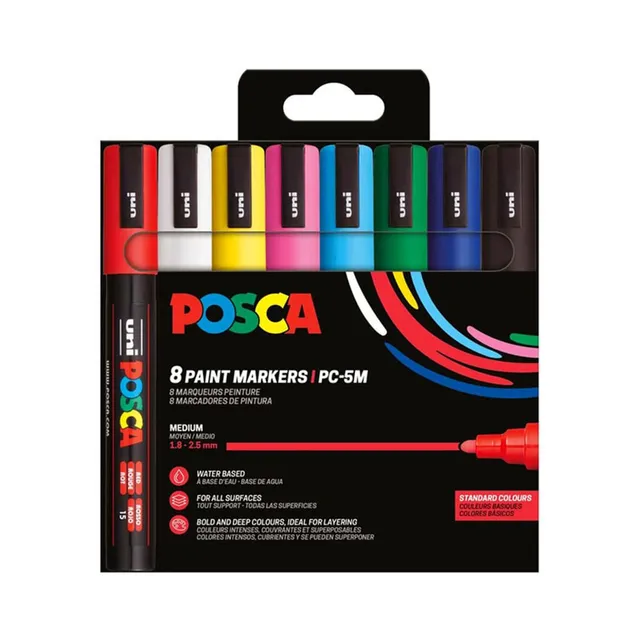 Marker 1,8-2,5mm põhivärvid, POSCA, 8 tk