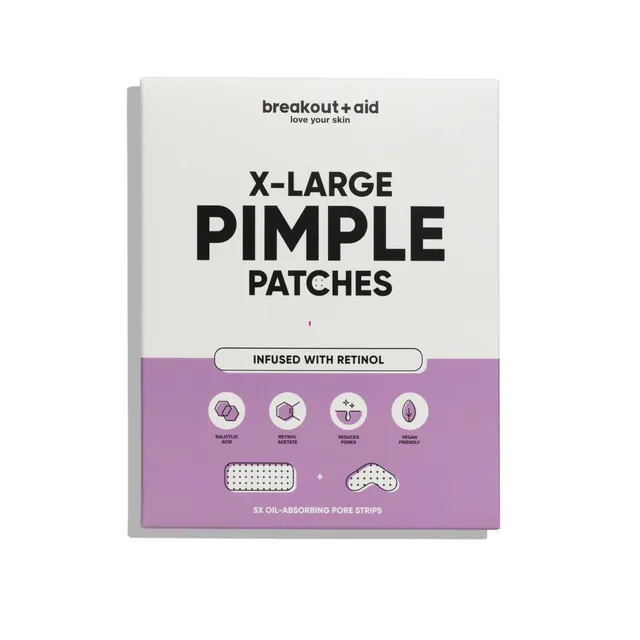 breakout + aid Pimple Patches X-Large Kohalik akneravi retinooliga 5 tk