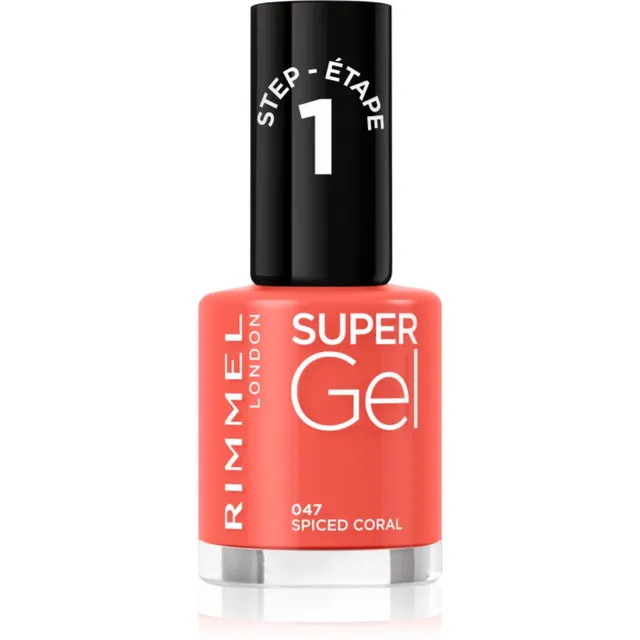 Rimmel Super Gel Geelküünelakk ilma UV / LED-lampide kasutamiseta varjund 047 Spiced Coral 12 ml
