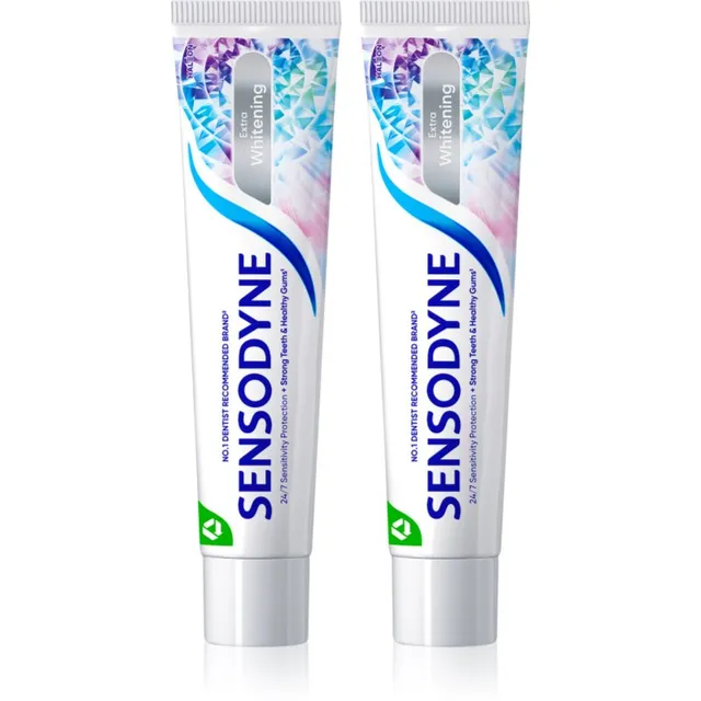 Sensodyne Extra Whitening Valgendav hambapasta fluoriidiga tundlikele hammastele 2x75 ml