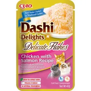 Inaba Dashi Delights Delicate Flakes kana ja lõhega konserv kassile 40g