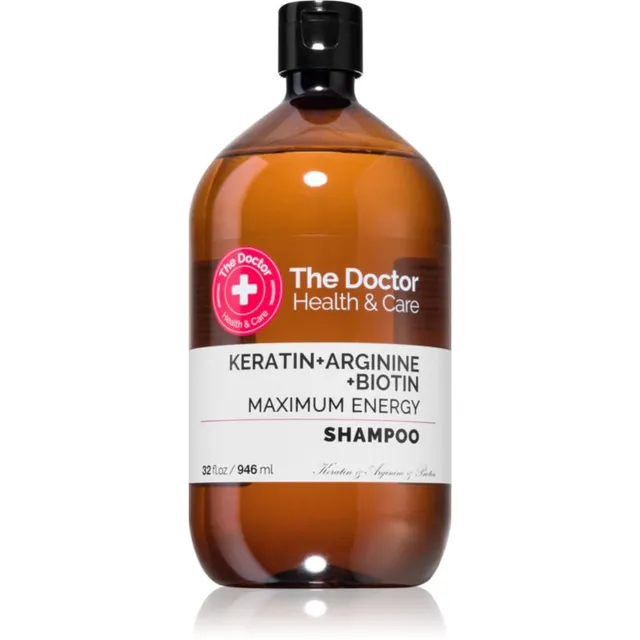 The Doctor Keratin + Arginine + Biotin Maximum Energy Keratiinišampoon juuste tugevdamiseks ja sära andmiseks 946 ml
