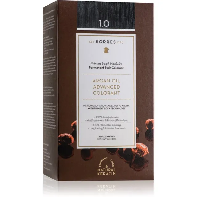 Korres Argan Oil Püsijuuksevärv argaaniaõliga varjund 1.0 Black 50 ml